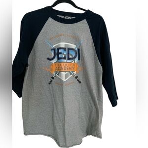 Jedi Training Academy Justice Star Wars Gray 3/4 Sleeve Baseball T-Shirt Mens L